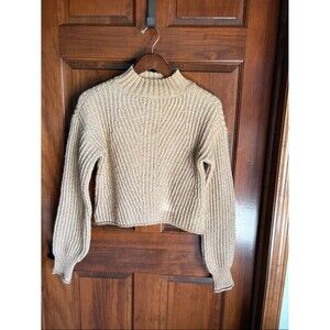 Ribbed Turtleneck Sweater in Tan-Women's XS